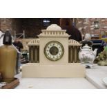 A MARBLE MANTLE CLOCK WITH A SIX COLUMN DESIGN PAINTED BY AM HEPWORTH