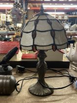 A TIFFANY STYLE TABLE LAMP AND SHADE