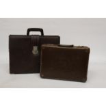 TWO VINTAGE LEATHER BRIEFCASES