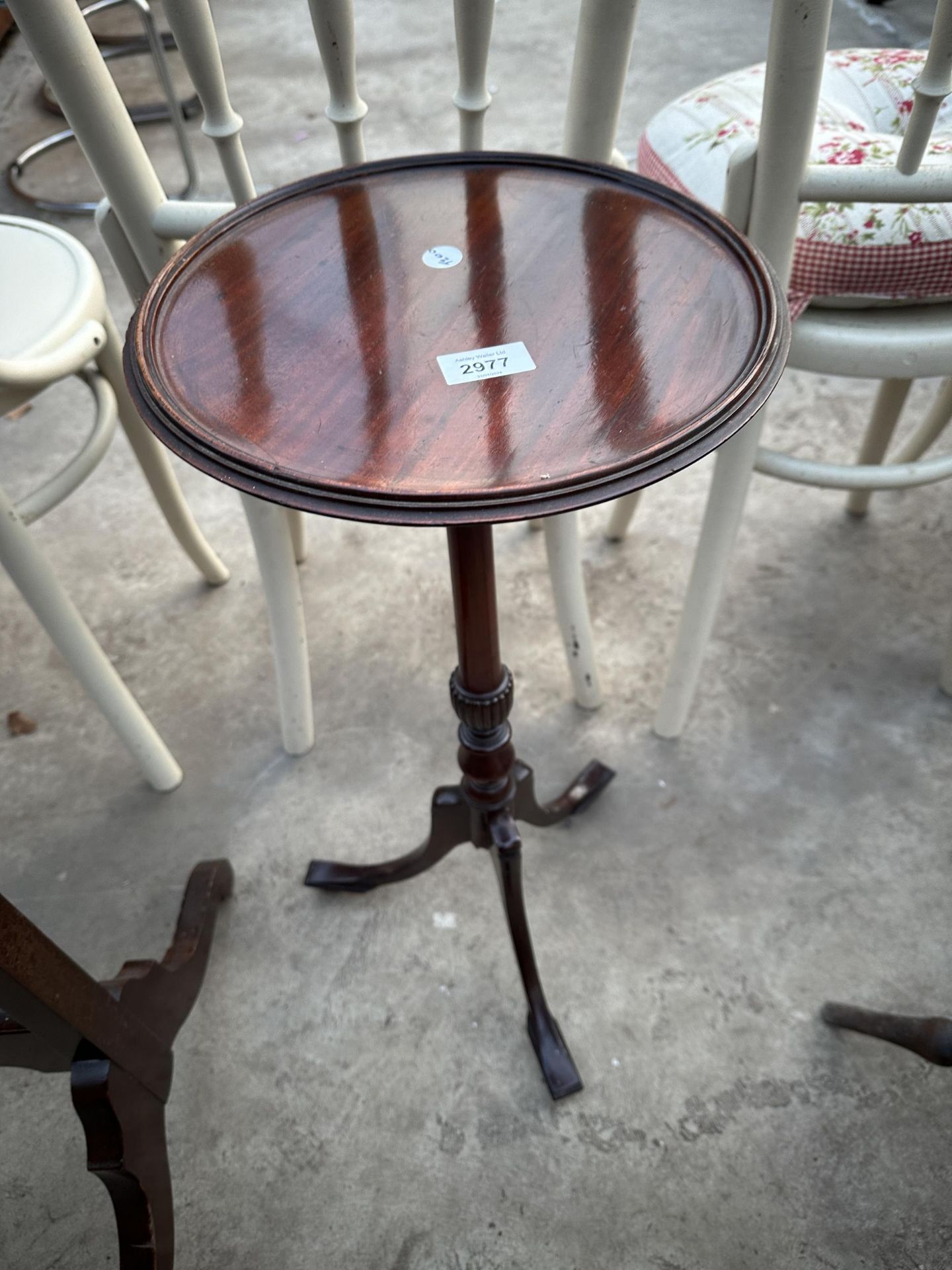 TWO MAHOGANY TRIPOD WINE TABLES, ONE INLAID - Image 4 of 5