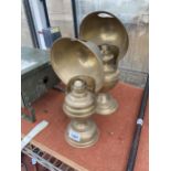 A PAIR OF VINTAGE BRASS OIL LAMPS