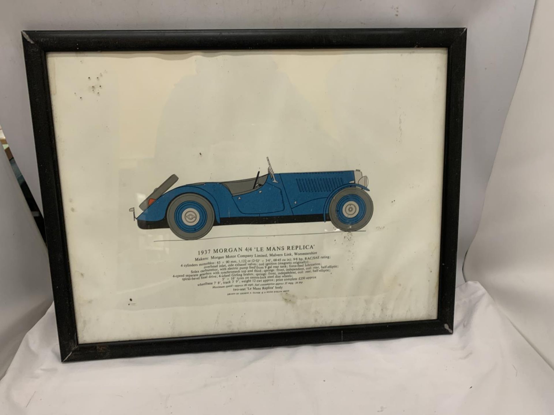 SIX FRAMED PRINTS OF VINTAGE CARS TO INCLUDE A 1930 AUSTIN 7 'ULSTER', 1926 SUNBEAM 3 LITRE, ETC - Image 4 of 7