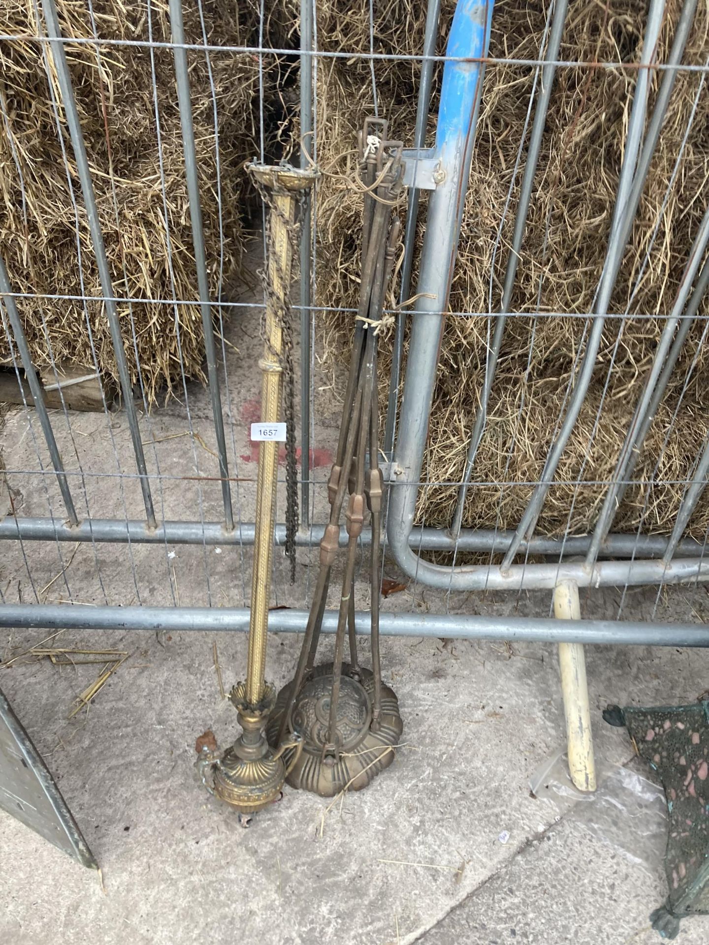 TWO VINTAGE BRASS CIELING LIGHT FITTINGS