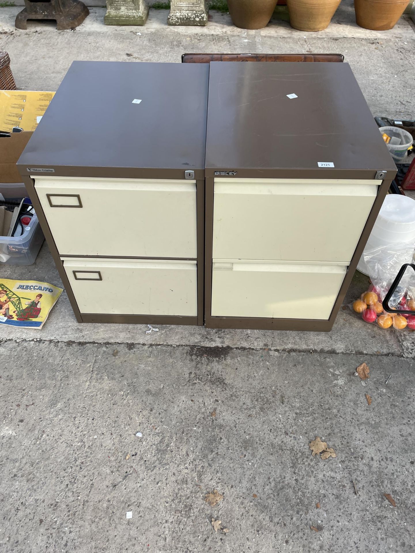 TWO METAL TWO DRAWER FILING CABINETS