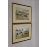 TWO FRAMED PRINTS BY WARREN WILLIAMS, 'FISHERMEN'S COTTAGES', MOELFRE, ANGLESEY AND 'PENRHYN',