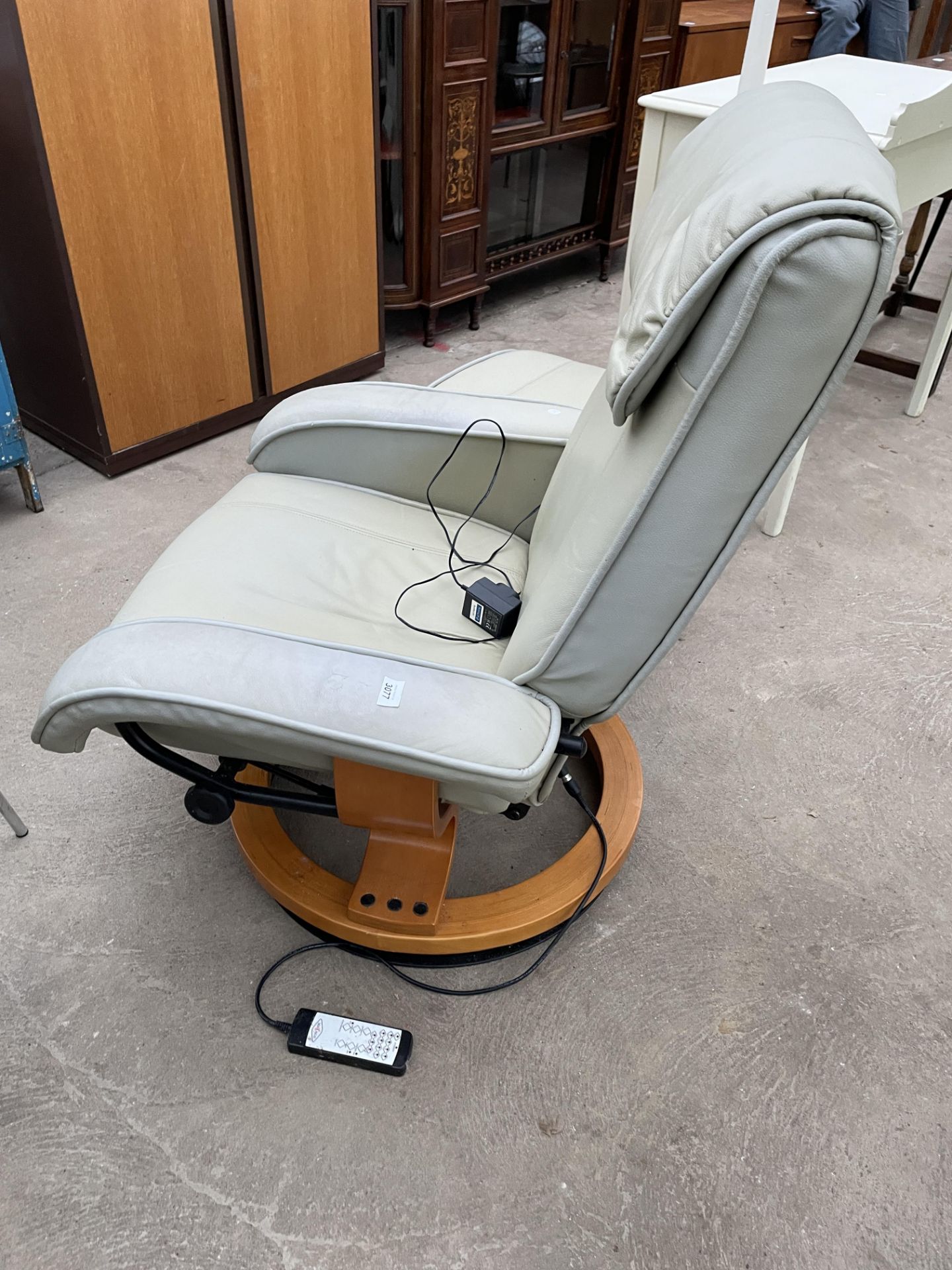 A SCOTTS & CO REVOLVING ELECTRIC RECLINER CHAIR AND STOOL - Image 3 of 4