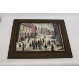 A LOWRY PRINT ON BOARD 'THE PROCESSION', 77CM X 62CM
