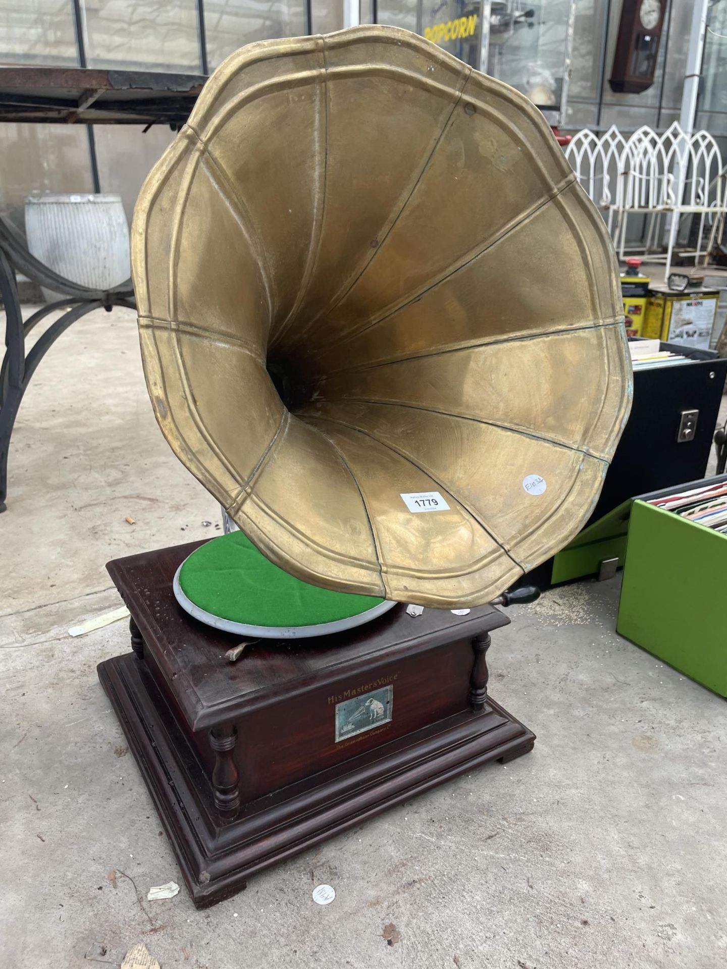 A VINTAGE HIS MASTER VOICE WIND UP GRAMAPHONE - Image 2 of 5