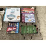 AN ASSORTMENT OF ITEMS TO INCLUDE A FOOT SPA, MINIATURE TABLE FOOTBALL AND A CRYSTALS SET ETC