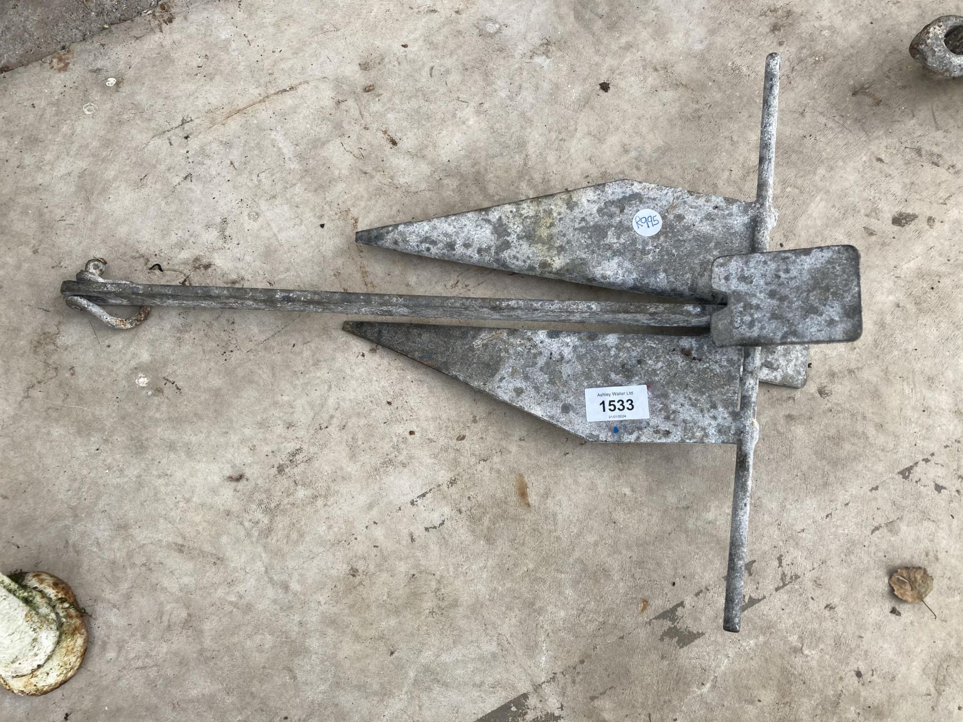 A VINTAGE GALVANISED FOLDING BOAT ANCHOR