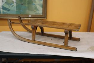 A PROFESSIONAL AUSTRIAN WOODEN MOUNTAIN SLEDGE