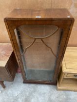 AN ART DECO SHINY WALNUT CHINA CABINET, 22" WIDE