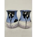 A PAIR OF BRIAN WOOD "VAL D' ISERE" VASES SIGNED A. HULSE AND K. OAKLEY