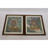 TWO COLOURFUL PRINTS OF ASIAN DEITIES, 43CM X 50CM