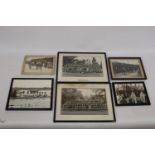 SIX FRAMED PICTURES OF SPORTING/ ROWING/HORSE RELATED PRINTS
