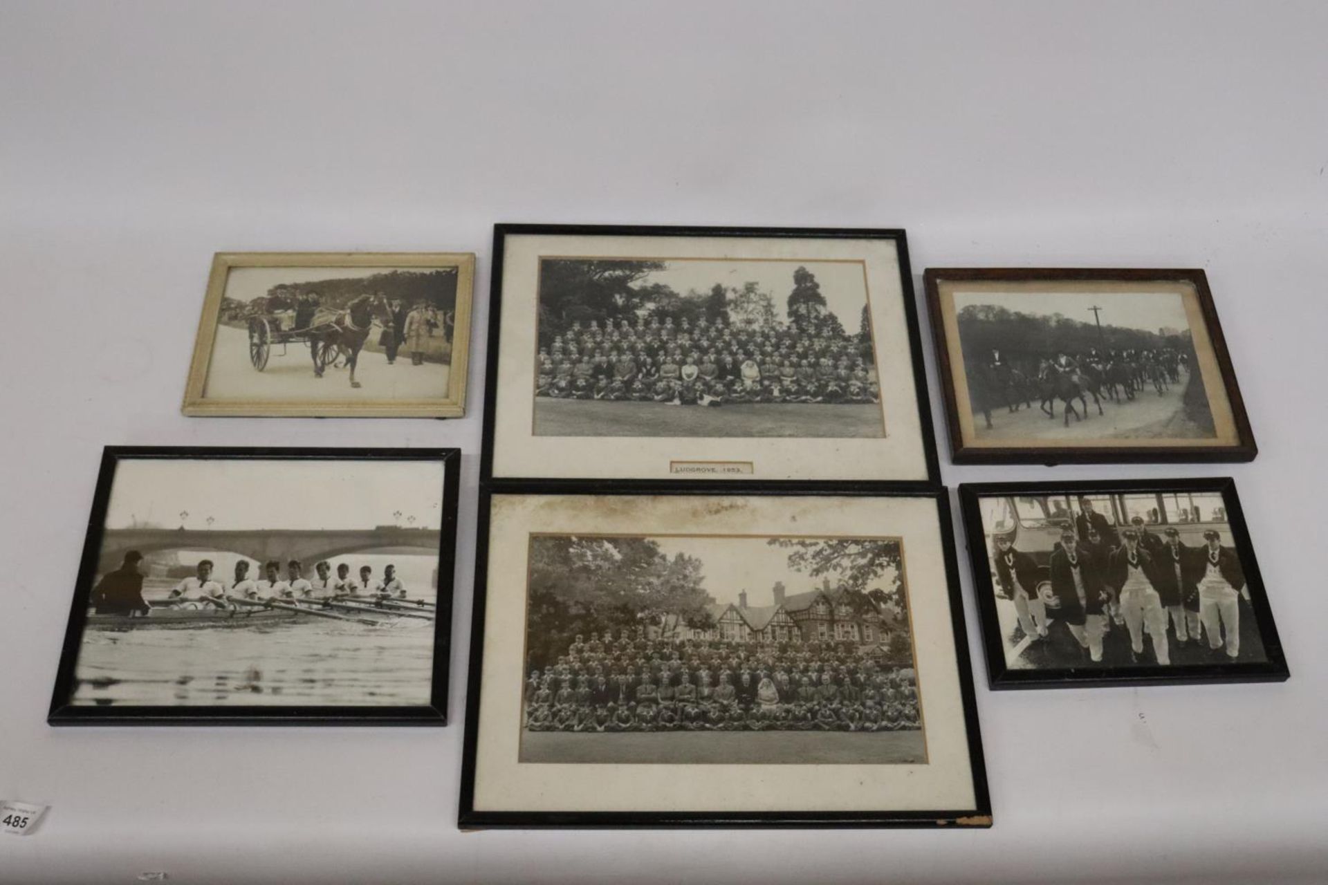 SIX FRAMED PICTURES OF SPORTING/ ROWING/HORSE RELATED PRINTS