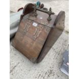 A VINTAGE OAK PERDONIUM COAL BOX WITH GALVANISED LINER