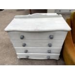 A PAINTED CHEST OF FOUR DRAWERS 33" WIDE