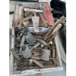 AN ASSORTMENT OF VINTAGE TOOLS TO INCLUDE BLOW TORCHES AND PICKS ETC