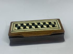 A WOOD AND BONE OBLONG BOX