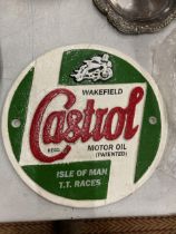 A CAST WAKEFIELD CASTROL MOTOR OIL ISLE OF MAN TT RACES SIGN