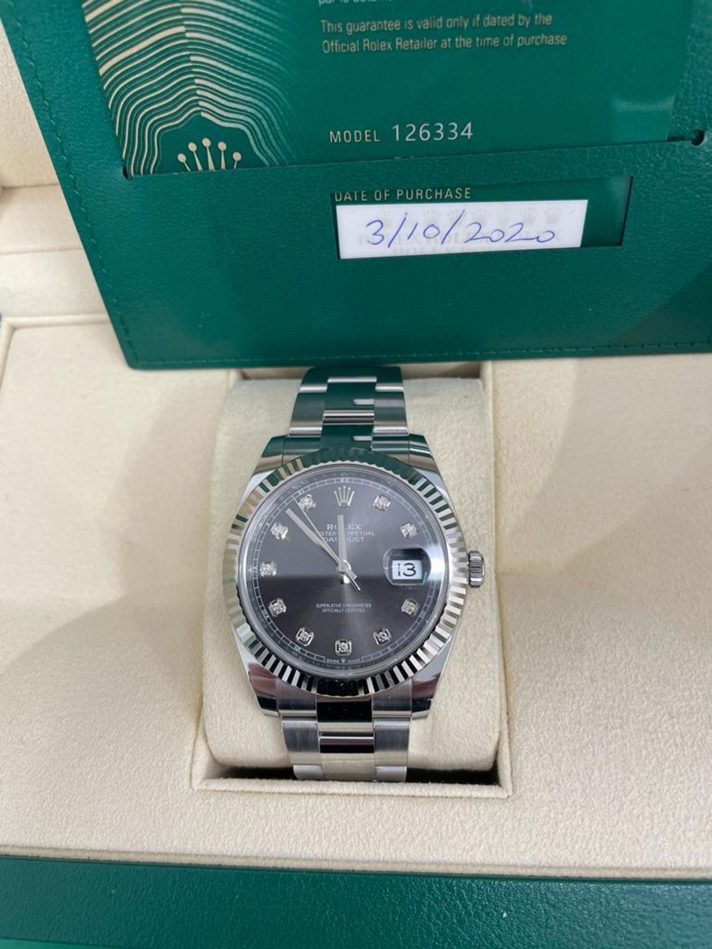 A ROLEX DATEJUST 40 MM WRIST WATCH WITH STAINLESS STEEL CASE, OYSTER STAINLESS STEEL BRACELET, - Image 3 of 4