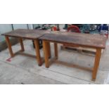 2 IROKO TOPPED HARDWOOD TABLES (EX SCIENCE LAB) NO VAT