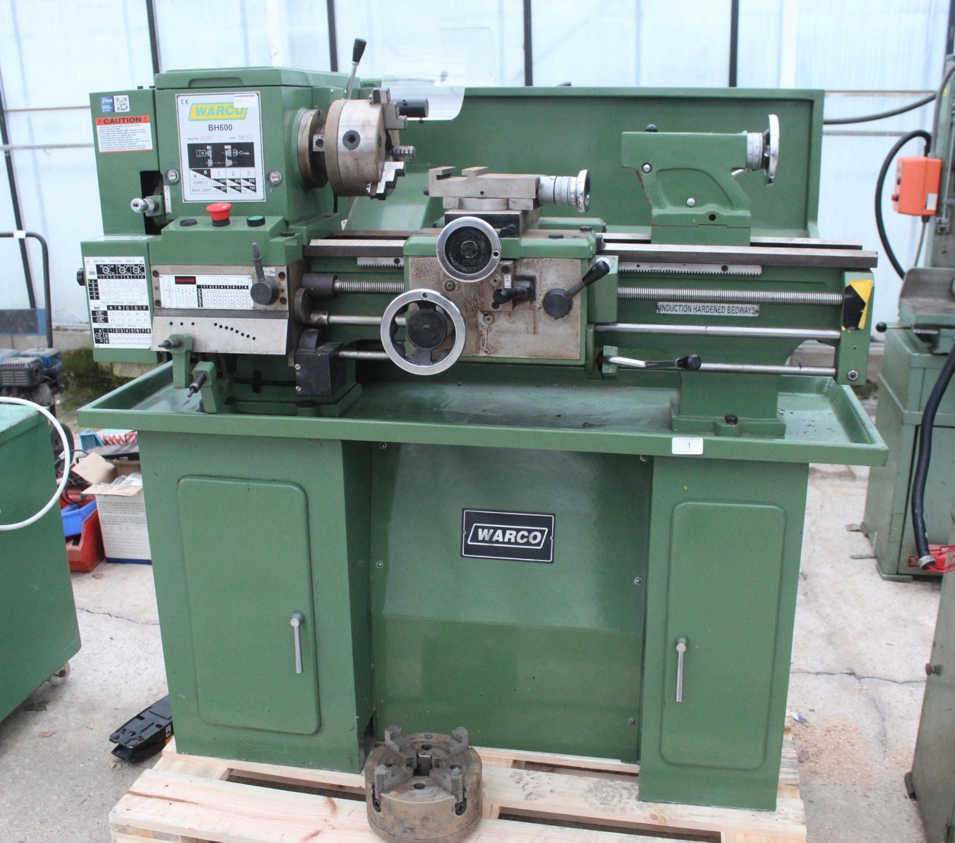 WARCO LATHE BH600 WITH 4 JAWS CHUCK UNTESTED NO VAT
