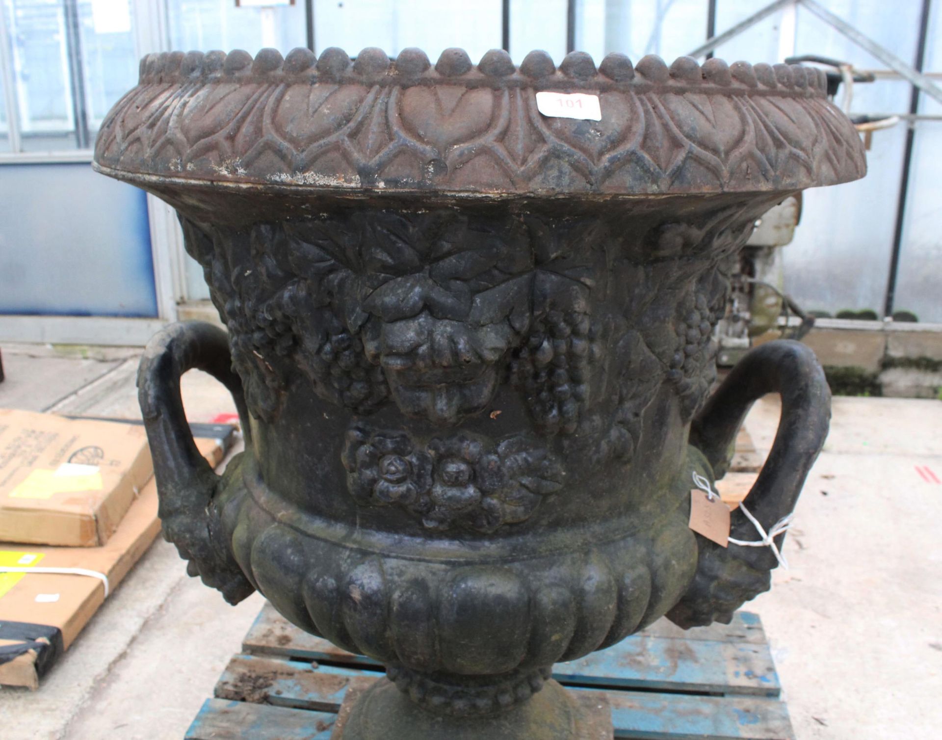 A LARGE CAST URN NO VAT - Image 2 of 5