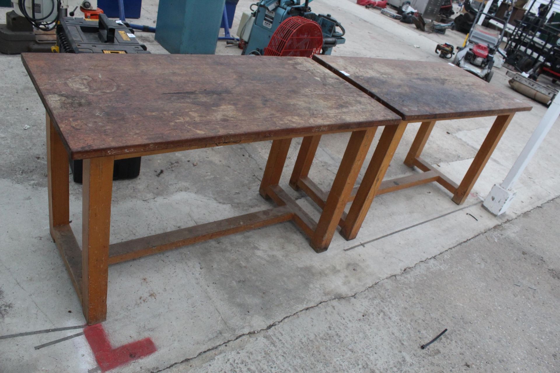 2 IROKO TOPPED HARDWOOD TABLES (EX SCIENCE LAB) NO VAT - Image 2 of 2