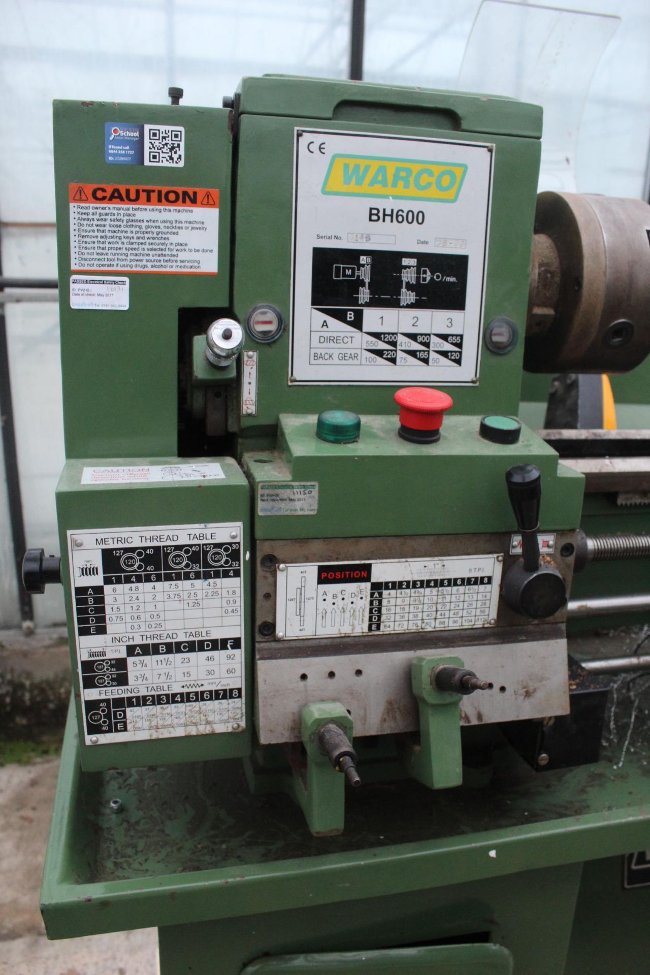 WARCO LATHE BH600 4 JAWS BUT NO CHUCK WITH EXTRA VICE UNTESTED NO VAT - Image 6 of 8