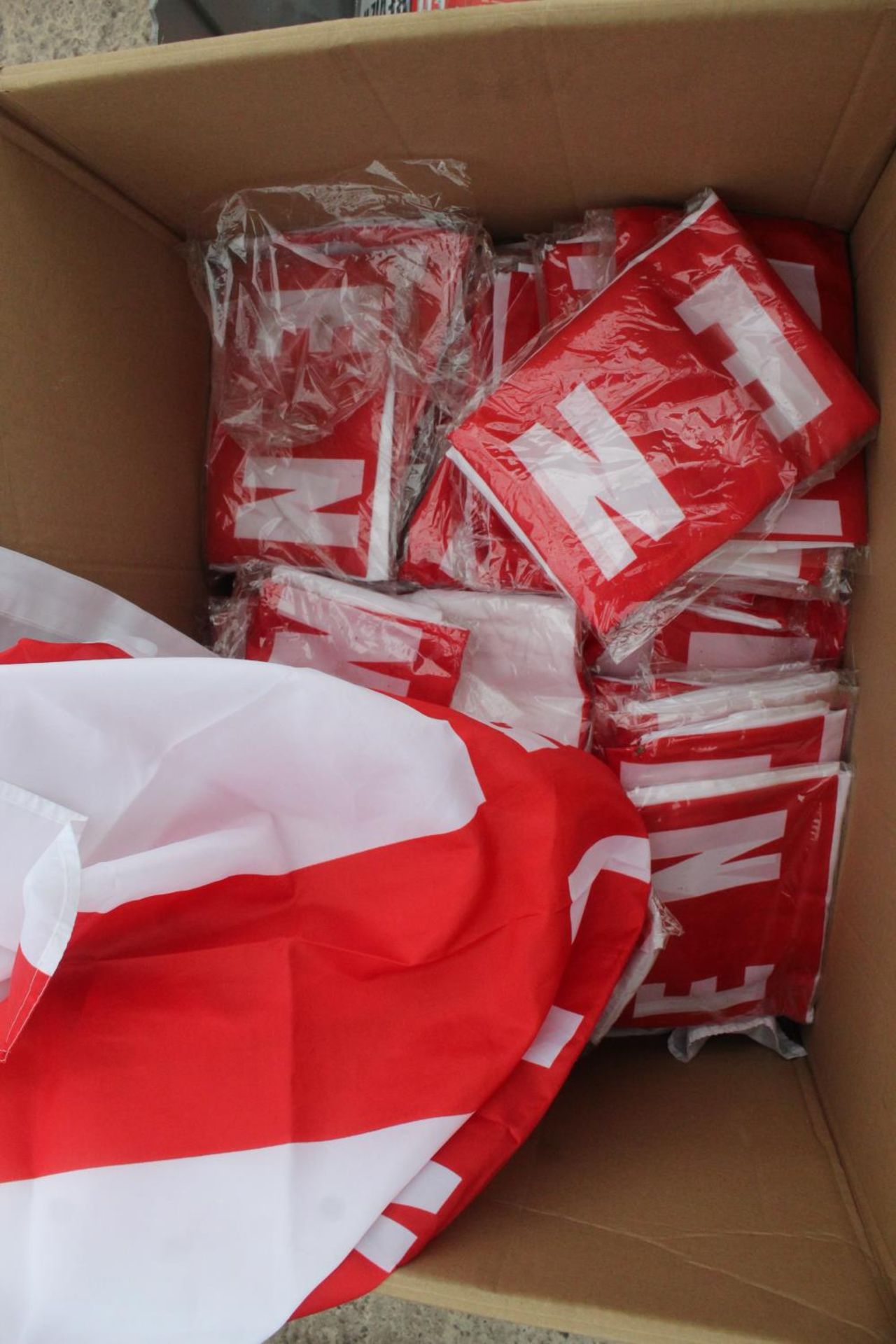 TWO BOXES CONTAINING ENGLAND FLAGS & MANCHESTER UNITED FOOTBALL PROGRAMS NO VAT - Image 2 of 4