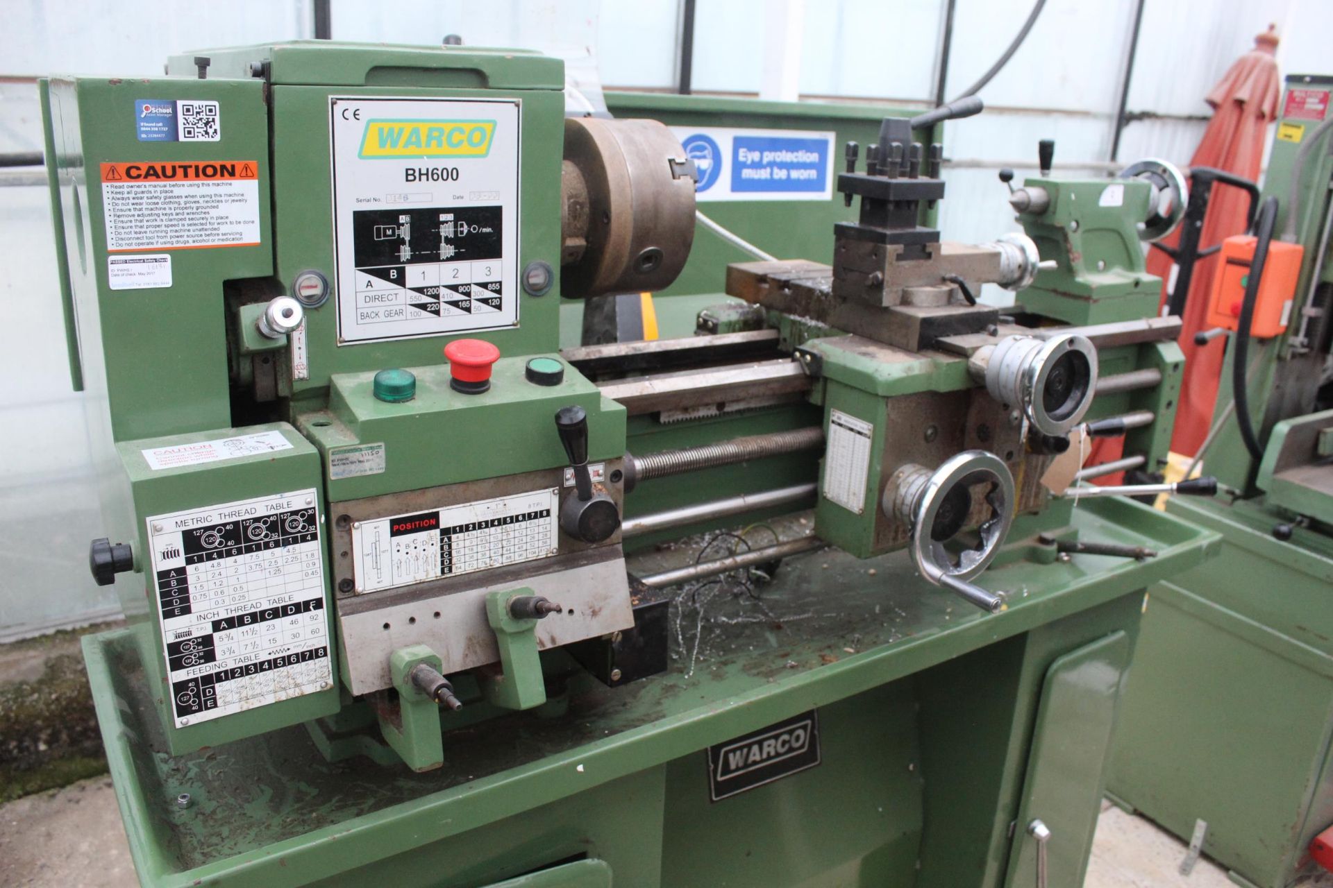 WARCO LATHE BH600 4 JAWS BUT NO CHUCK WITH EXTRA VICE UNTESTED NO VAT - Image 5 of 8