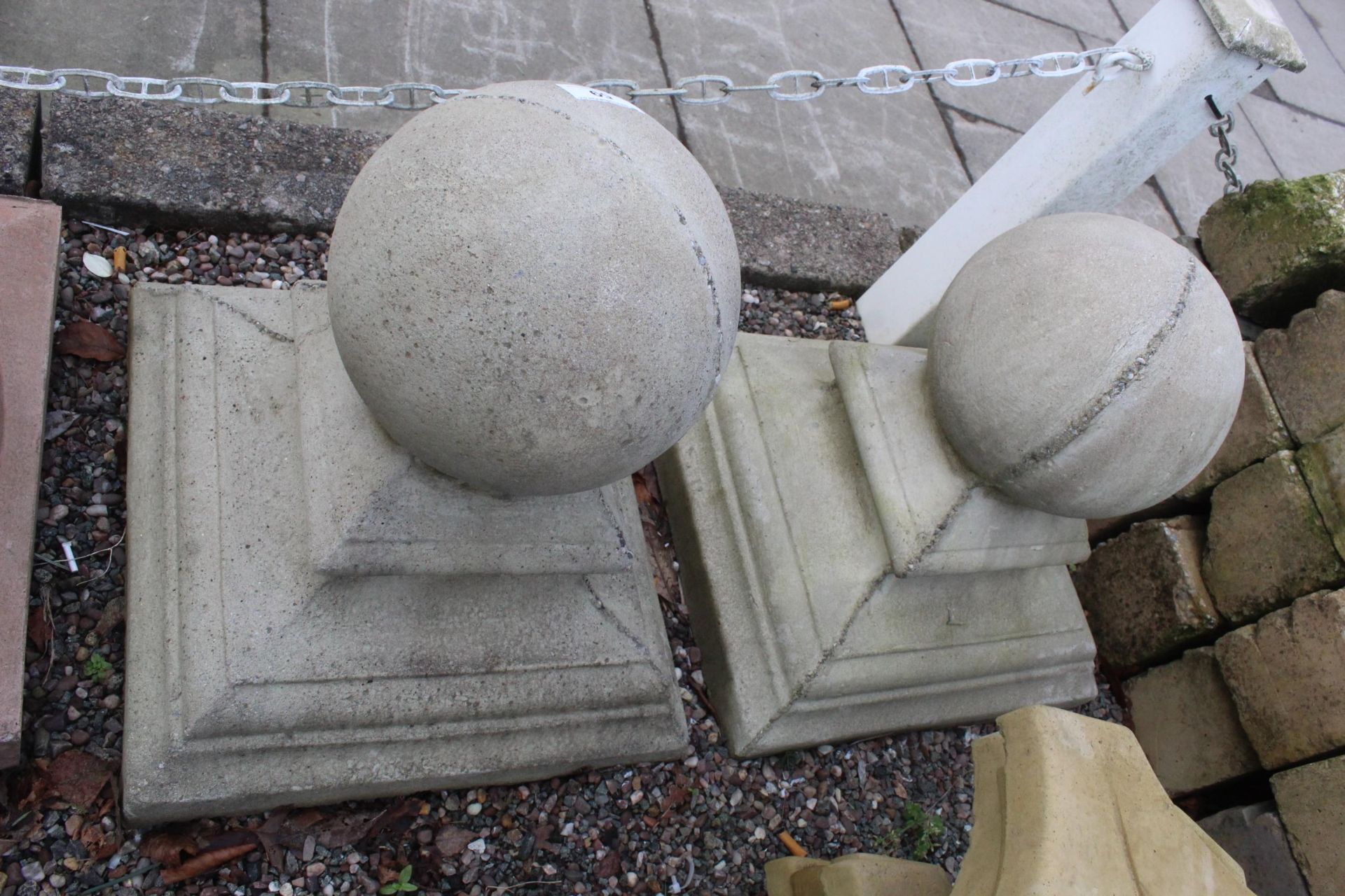 2 CONCRETE GATE POST BALLS + VAT - Image 2 of 2