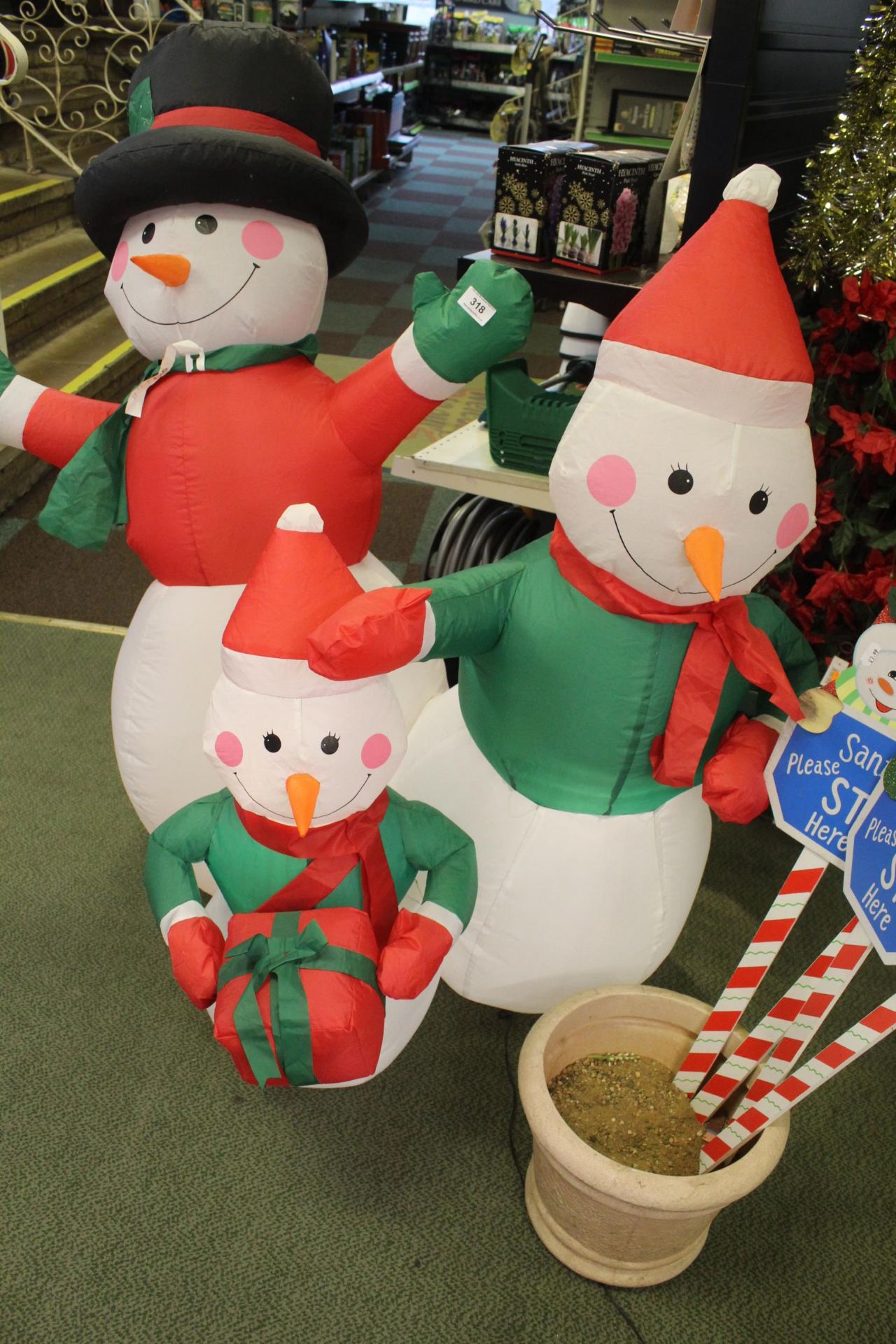 INFLATABLE SNOWMEN AND SANTA STOP HERE SIGNS + VAT - Image 2 of 3