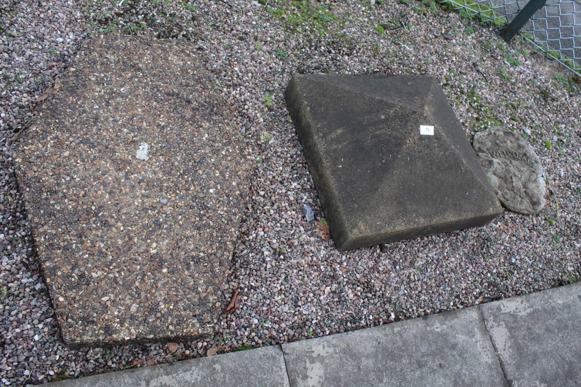 CONCRETE STEPPING STONE, GATE TOP AND PLAQUE + VAT - Image 3 of 3