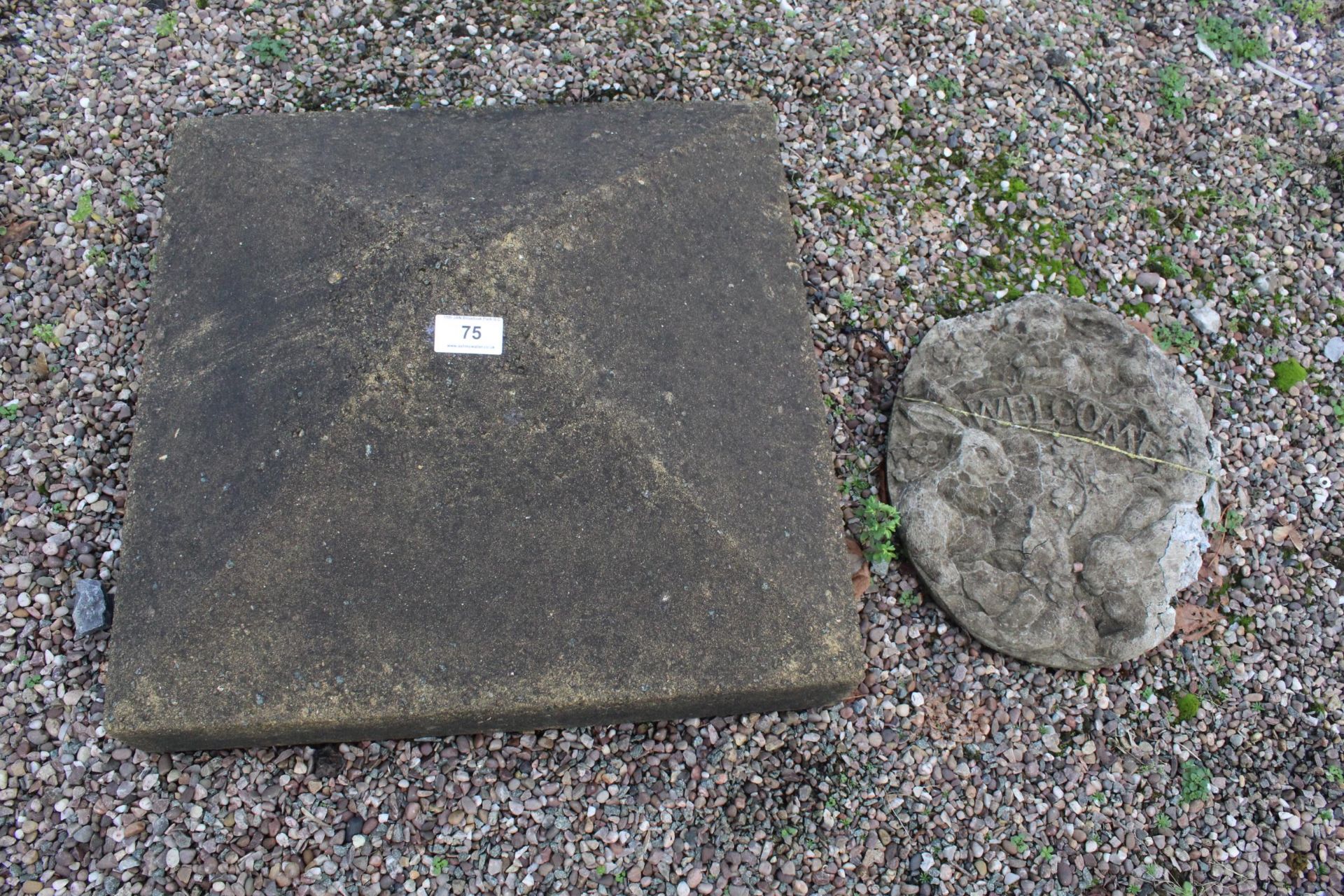 CONCRETE STEPPING STONE, GATE TOP AND PLAQUE + VAT