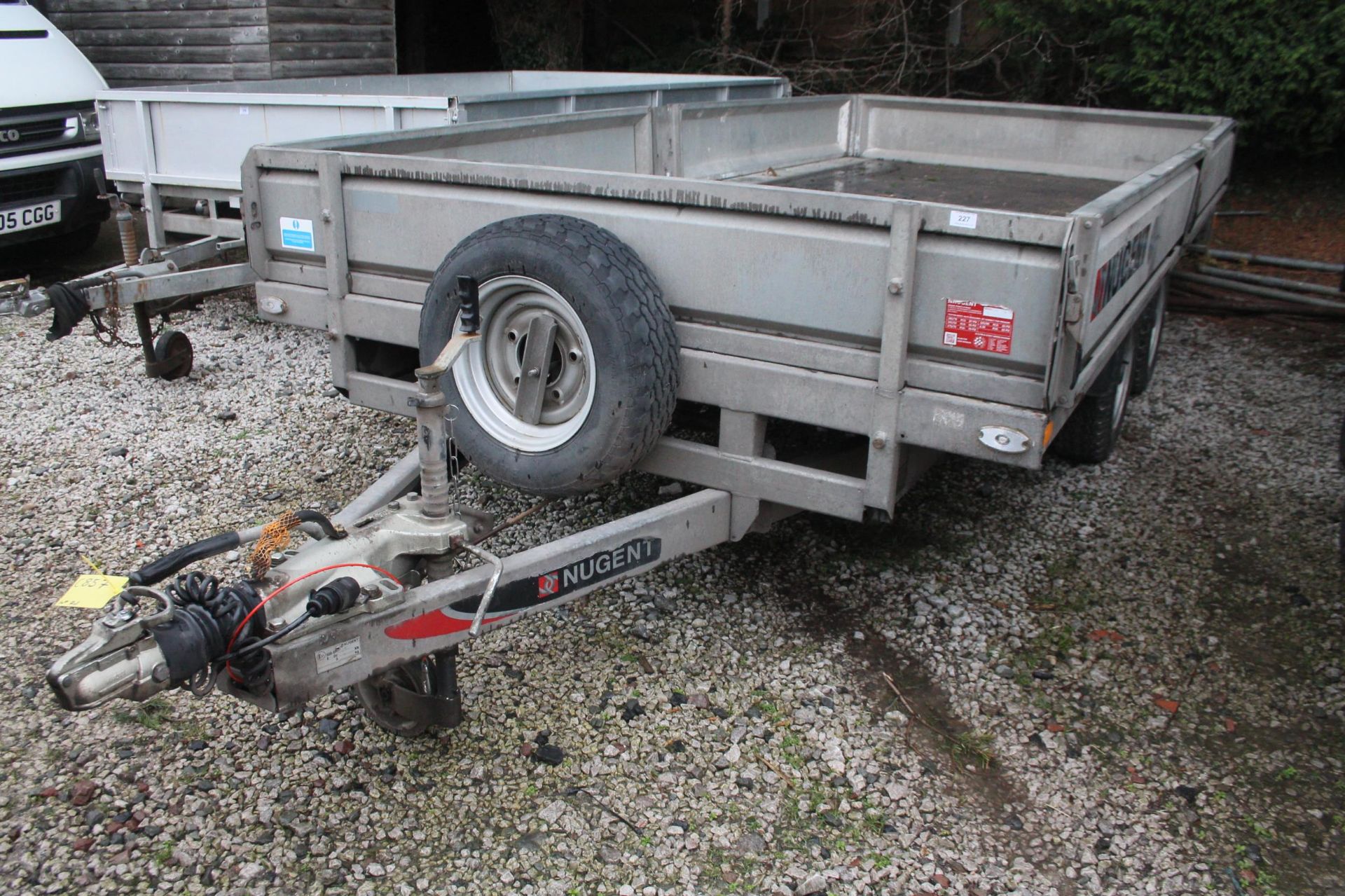 NUGENT 14' TWIN AXEL FLATBED TRAILER WITH SIDES IN WORKING ORDER + VAT