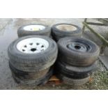 PALLET OF 12 WHEELS & TYRES - VARIOUS + VAT