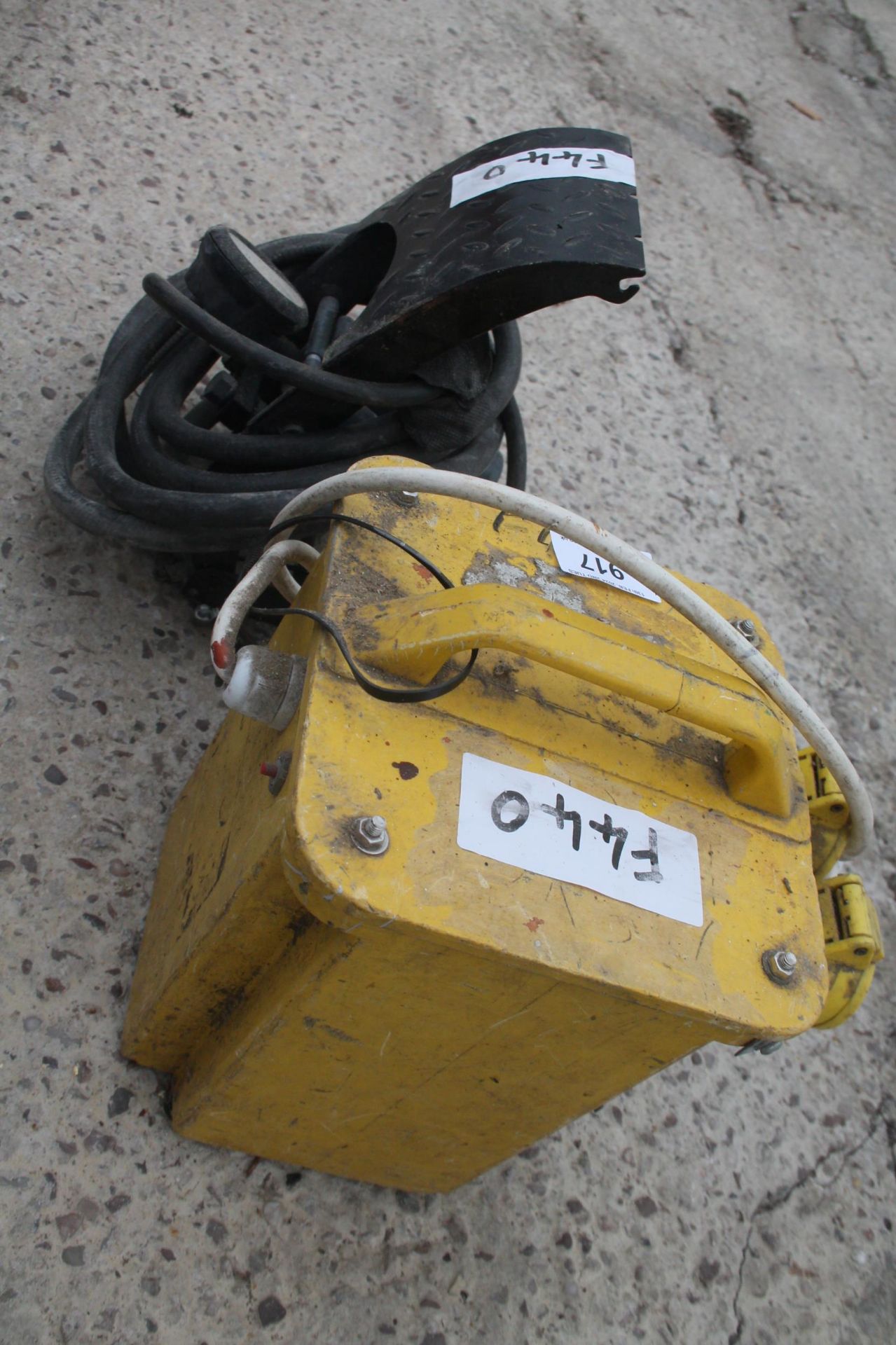 ONE YELLOW 110V TRANSFORMER AND FOOT PUMP - NO VAT - Image 2 of 3