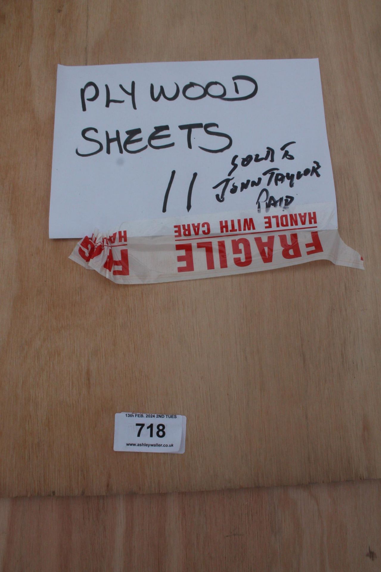 11 PLYWOOD SHEETS + VAT - Image 2 of 2