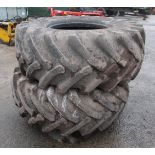 2 PART WORN TRACTOR TYRES 14.9 X 24 + VAT