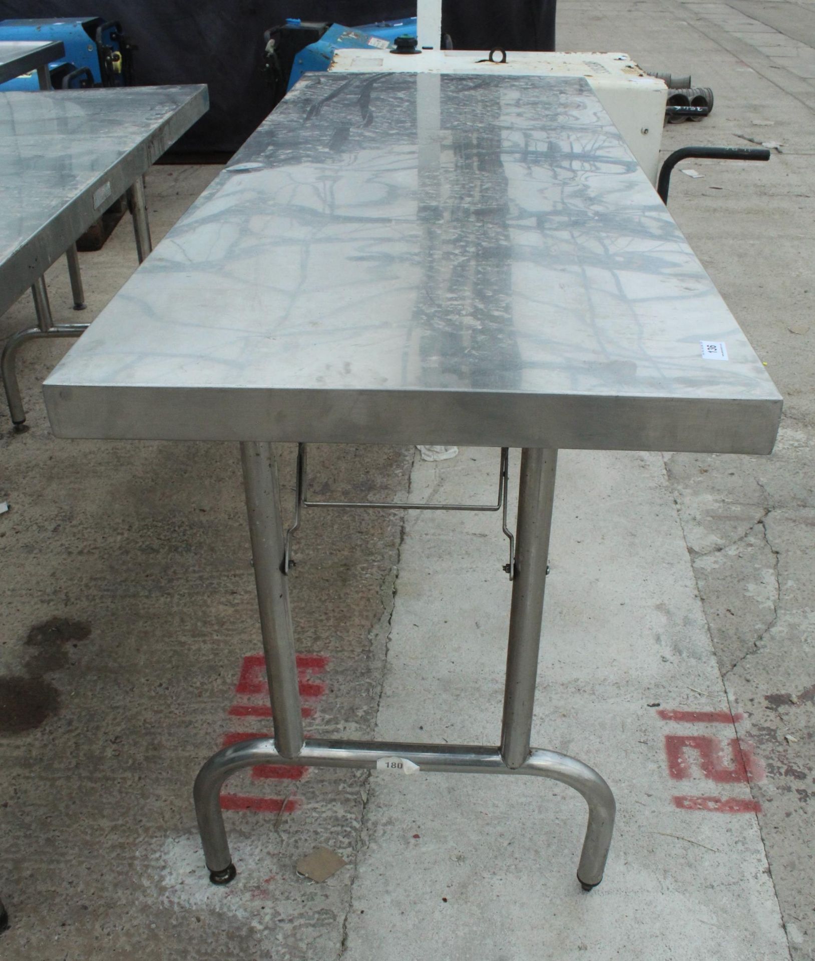 STAINLESS FOLD AWAY CATERING TABLE 71" X 35" + VAT - Image 2 of 2