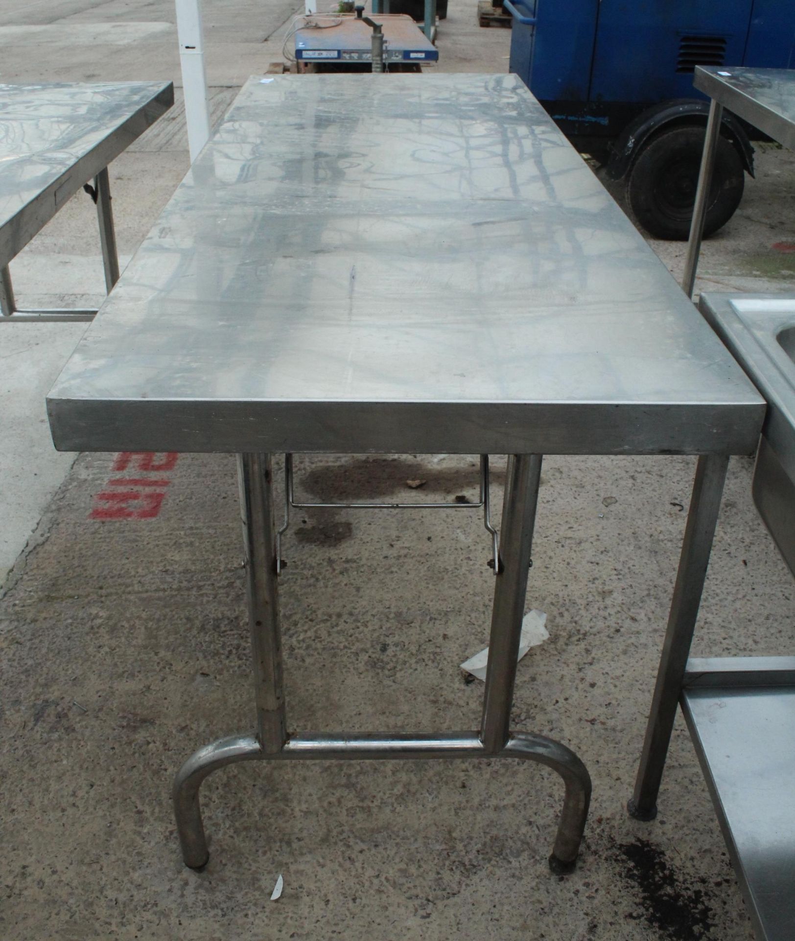 STAINLESS FOLD AWAY CATERING TABLE 71" X 35" + VAT