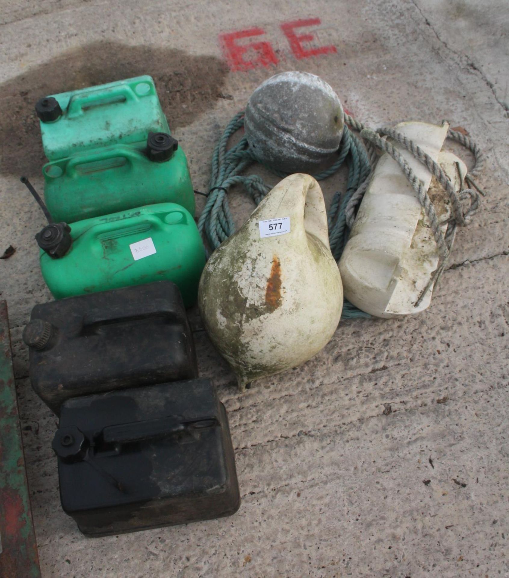 BOAT FENDERS, BOUYS, ROPE, PETROL AND DIESEL CANS NO VAT