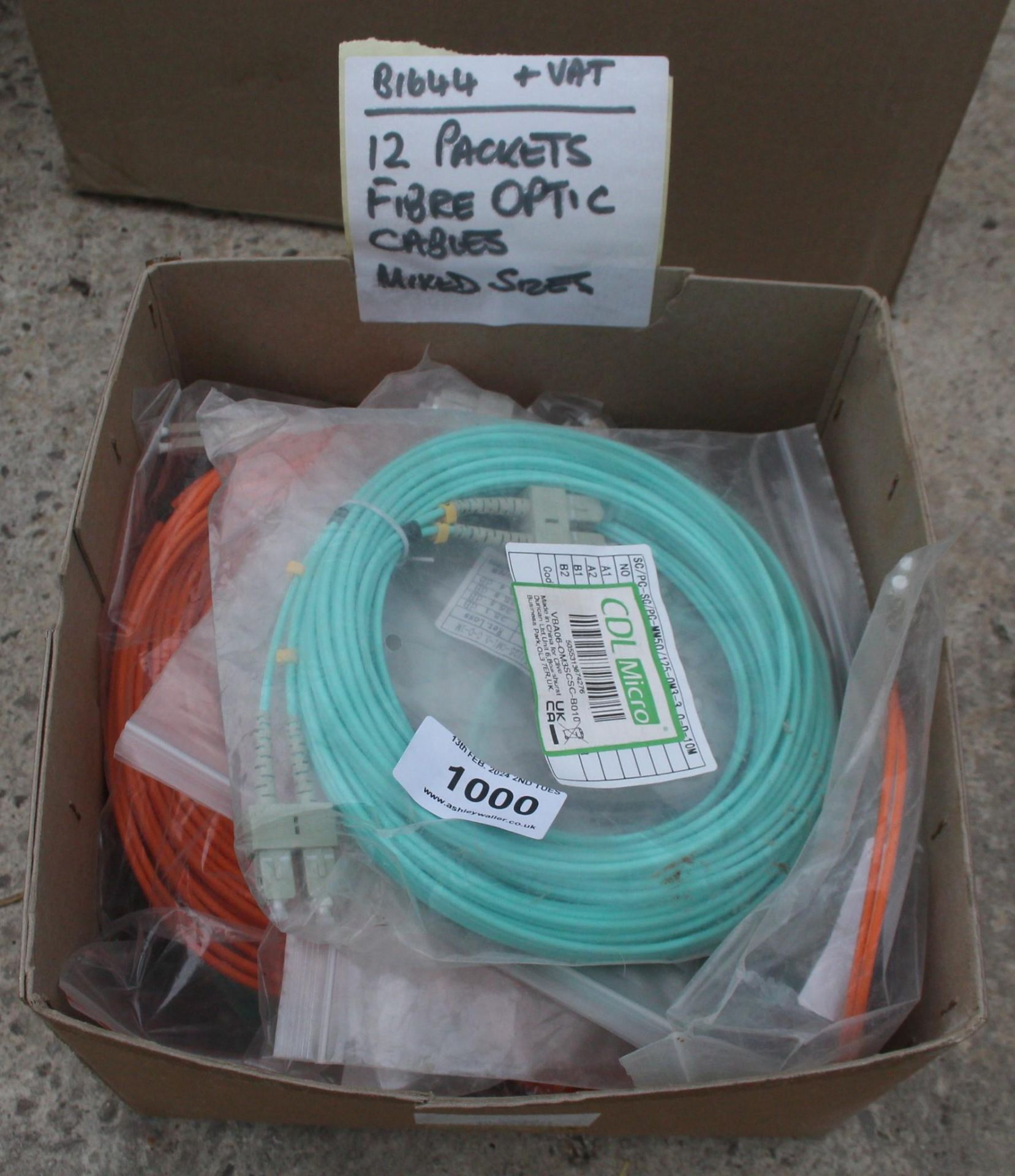 12 PACKETS OF FIBRE OPTIC CABLE + VAT