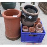 TERRACOTTA PLANT POTS, CHIMNEY POT & PLANTER - NO VAT