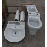 2 TOILETS INCLUDING CISTERNS WITH 2 SINKS AND 2 SINK PEDESTALS + VAT