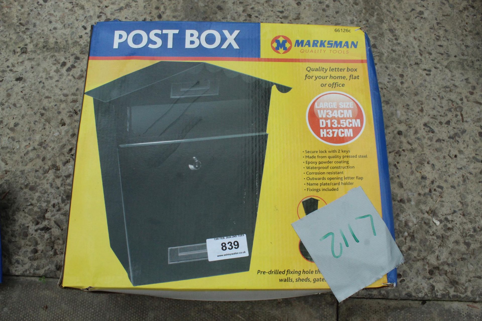 LARGE BLACK POST BOX + VAT