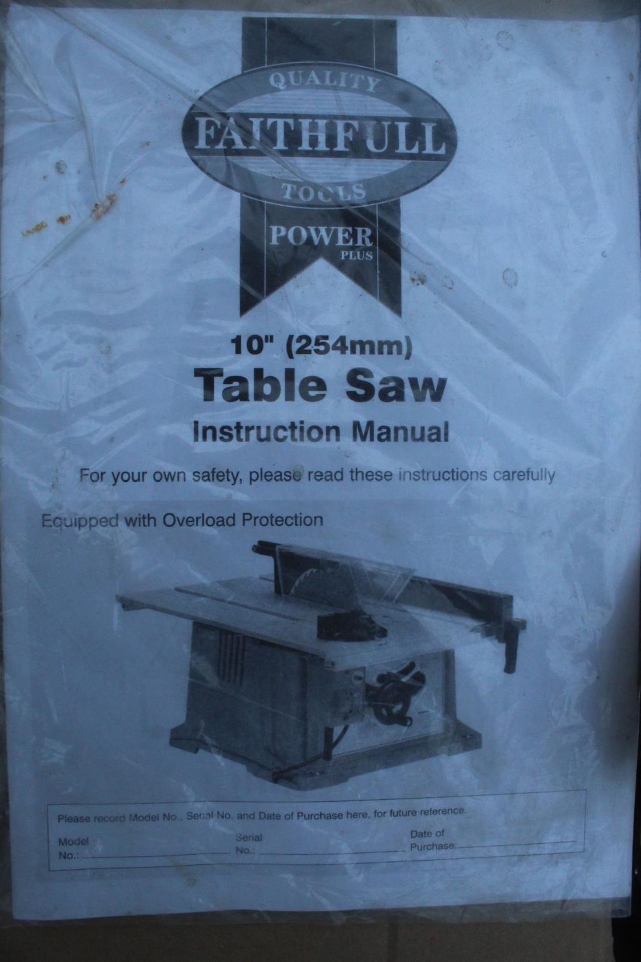 FAITHFUL 10" TABLE SAW MODEL DW738 WITH INSTRUCTION MANUEL + VAT FROM THE BUILDERS MERCHANTS - Image 3 of 3